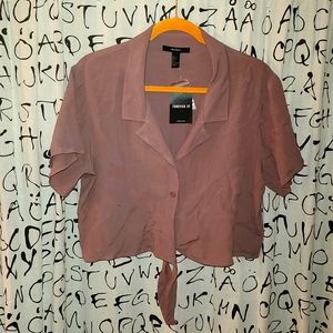 NEW!!! L Forever 21 button down crop top with ties